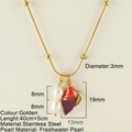 Golden titanium steel snake chain with conch shell and freshwater pearls pendant - Double Layer Pearl Conch (25277G)