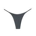 Sexy low-rise dark grey double-strap cotton thong with ultra-slim side bands - L / Gray