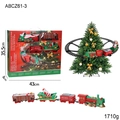 Electric Christmas tree train set with hanging tracks and Santa engine in festive red and green - 4-Section Train