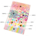 695-piece girls hair accessory set with macaron color ties and clips in a white tray - B28 (695PCS Boxed Set)