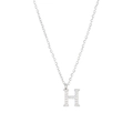 Sparkling silver H-letter pendant necklace with micro-pave cubic zirconia on an O-chain - Silver-H
