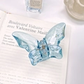 Transparent light blue butterfly hair claw clip with crystal texture on a book - Large 5.5cm / Grey Blue