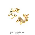 Golden elk charms with micro-paved zircons and hollow back, size 12.5x15x1.6mm - Style 4 Elk