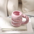 Pink ceramic bubble cloud mug with iridescent rainbow finish and cute aesthetic design - Pearlescent Pink Bubble Style / Pink