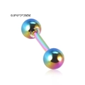 Rainbow stainless steel 20g barbell stud earring with polished metallic finish - 0.8*6*3*3mm / Colorful