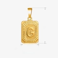 Pendaglio rettangolare in acciaio inossidabile dorato con lettera G sbalzata e trama radiale - Lettera G - Oro