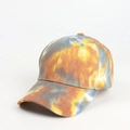 Casquette de baseball tendance tie-dye dégradé jaune et bleu en coton de qualité - Gris Fumé Jaune