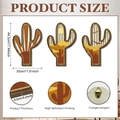 Dimensiones detalladas del set de 3 piezas de arte de pared de madera cactus - Estilo Cactus Puesta de Sol en el Desierto (Y26Y90098_Q)