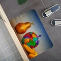 Absorberende flanellen vloermat met artistieke fruitprint van een peer en appel - 40x60cm / Pop Art Fruit