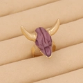 Bohemian bull skull ring in gold and purple finish, vintage jewelry shown in a box - Gold Purple Contrast Bull Head (4#)