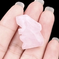 Pink crystal rabbit figurine mini animal sculpture held in hand for home decor - Rose Quartz