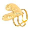 Gold open ring featuring an abstract lava texture heart on a multi-layer band - Lava Heart Style (3856)