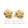 Pendientes de flores huecas de 30mm bañados en oro de 18K PVD de acero inoxidable - Estilo de Flor Grande de 30mm (HF-E3623-G)