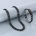 Set collana e bracciale nero in acciaio al titanio stile hip-hop con maglia NK - Bracciale 21CM / 9mm Stile A Nero