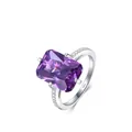 Luxuriöser S925 Silberring mit großem rechteckigem lila Zirkon in einer Vier-Krallen-Fassung - US Größe 10 / Violetter Zirkonia
