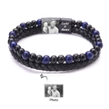 Detail of custom leather bracelet with photo engraving and magnetic stainless steel clasp - Style 6 (Custom Photo)