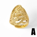 Vergoldeter offener Ring mit Vintage-Hohlmuster und funkelnden Zirkoniasteinen besetzt - Hohles Blatt Muster (A)