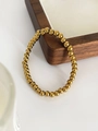 Minimalist 18K gold plated stainless steel bead bracelet with polished sphere charms - 5mm / Gold