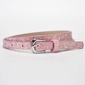 Roze glitter damesriem met zilveren metalen gesp voor jeans en jurken - 87 / Roze