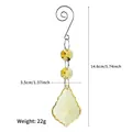 Detailed view of yellow maple leaf crystal suncatcher with 14.6cm dimension specs - 14.6cm/22g / Light Yellow