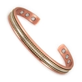 Verstellbares magnetisches Kupferarmband im Vintage-Dreifarben-Webdesign mit 6 Magneten - CB038 Armband / Kupfer