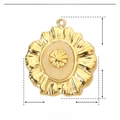 Detail showing dimensions of oval natural stone pendant in gold stainless steel finish - YE426-2 Flower Shape Beige