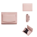 Kurze dreifach faltbare Damen Geldbörse in Rosa mit Kieselleder Textur und Logo - Hellrosa