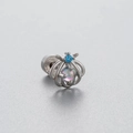 Titanium steel screw-back ear stud with a blue zircon star and iridescent opal bead - Cage Wrapped Iridescent Ball Style (A21-4) / Single Piece