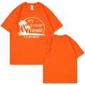 Orange Gildan cotton T-shirt with white sunset print It's 5 O'clock Everywhere I'm Retired - S / Orange
