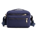 Borsa a tracolla impermeabile in nylon blu navy con scomparti a cerniera dorati - Blu scuro