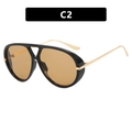 Aviator style sunglasses with thick black frames and gold temples C2 variant - Glossy Black Light Brown