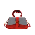 Chic red and grey textured crossbody box bag with a golden H-shaped metal buckle - Burgundy