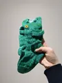 Funny knitted crocodile socks in green with orange button details and thick winter texture - Kids Crocodile