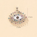 Colorful evil eye pendant necklace with blue and purple gems, size 2.5cm width - Silver Colorful Zirconia Radiating Eye Style (18-5)