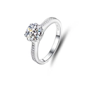 Elegant S925 sterling silver ring featuring a round moissanite with six-prong setting - Adjustable Open / Classic Six-Prong Inlaid Style (FDJZ-007)
