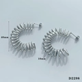 Silver stainless steel 40mm C-shaped spring coil earrings for women daily wear - Outer Diameter 40mm/Width 10mm / Silver