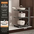 3-tier adjustable stainless steel kitchen pot rack organizer in gunmetal grey finish - Nano-3 Tier / Brushed Gun Grey