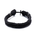 Bracciale nero fatto a mano in corda di nylon con chiusura ad ancora in acciaio inox - Corda Intrecciata Nera Gancio per Ancora Nero (KB114180-KHY)