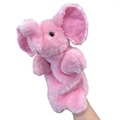Marionnette à main éléphant en peluche rose douce pour le jeu interactif en famille - Éléphant rose