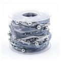Gray-blue organza ribbon roll with silver pearl beads for Christmas tree decoration - Silver Gray Pearl Ribbon (10m/Roll)