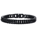 Bracelet gourmette classique en acier inoxydable noir pour homme au style hip-hop épuré - Double boucle/8mm*18cm / Noir