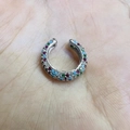 Silver horseshoe ear cuff with multi-color cubic zirconia and 18K gold plating - Silver Mix Colorful Zirconia 1PC