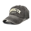 Gorra de béisbol gris oscuro desgastada con bordado Brooklyn 1947 en relieve 3D - M (56-58cm) / Negro