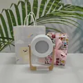 Minimalist white portable lantern lamp with wooden U-handle for bedside gift decoration - Bear Bag + Cupid Gift Wrap / White