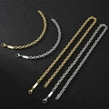 Silver and gold stainless steel chain necklaces and bracelets with rectangular plates - Bracelet / 7mm / Silver