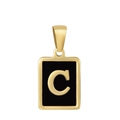 Minimalist 18K gold plated necklace featuring a black rectangle pendant with letter C - Letter C