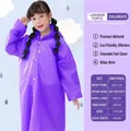 Kids reusable purple EVA rain poncho with widened brim and lightweight waterproof design - Kids One Size / Purple (Kids)