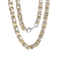 Polished two-tone gold and silver Byzantine chain necklace with lobster clasp - 8mm / Bracelet 18CM / Two-tone (Gold & Silver)