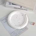 Minimalist white ceramic jewelry display tray with modern black splatter pattern - Round / White Splash Ink