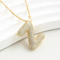 Gold-plated letter N balloon pendant necklace with pavé cubic zirconia inlay stones - Letter-Z